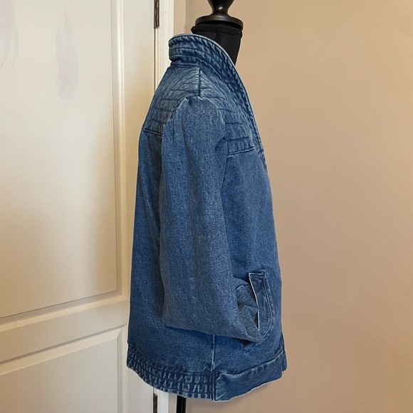 Vintage The Jack Set Blue Wash Snap Button Pocket Denim Jean Jacket Size L 80s - Picture 3 of 13